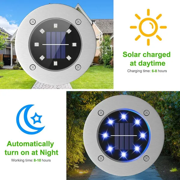 8LED IP65 waterproof outdoor solar light for garden