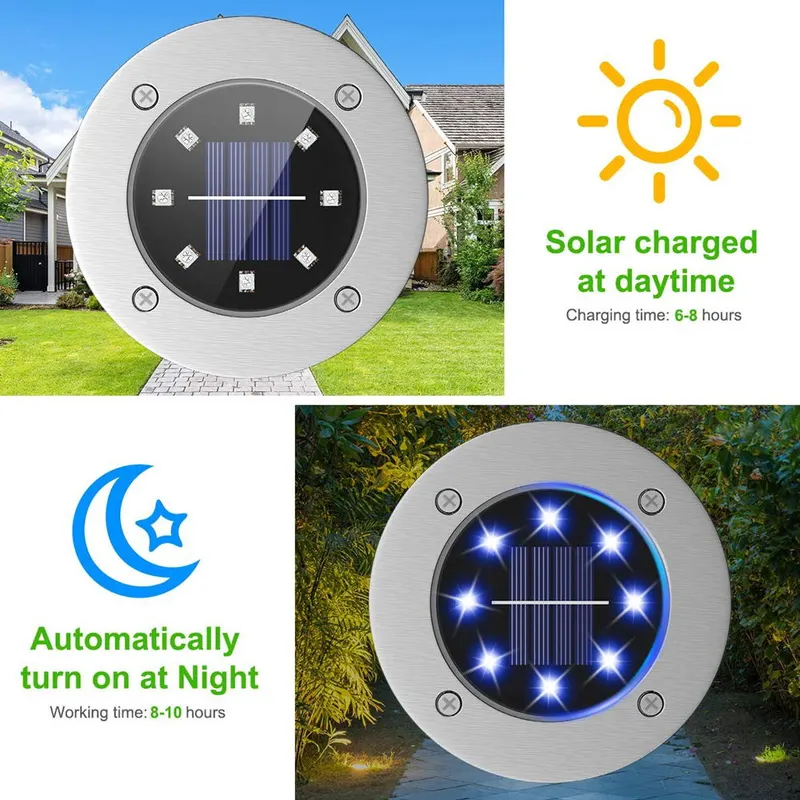8LED IP65 waterproof outdoor solar light for garden