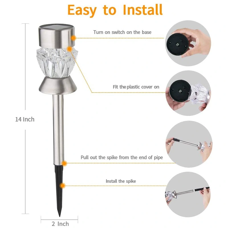 Stainless steel solar decorative garden stake lights waterproof 