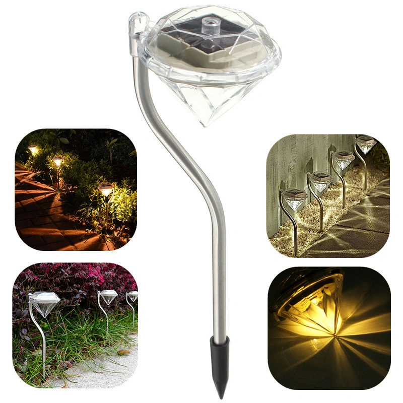 Stainless Steel Diamond-Shape solar garden light 