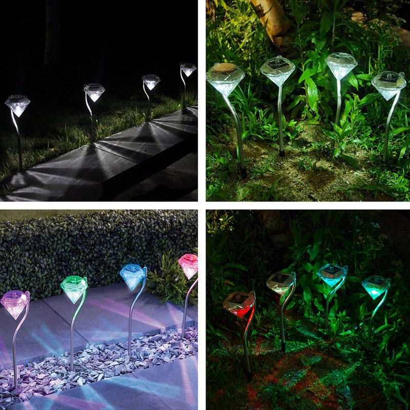 Stainless Steel Diamond-Shape solar garden light 