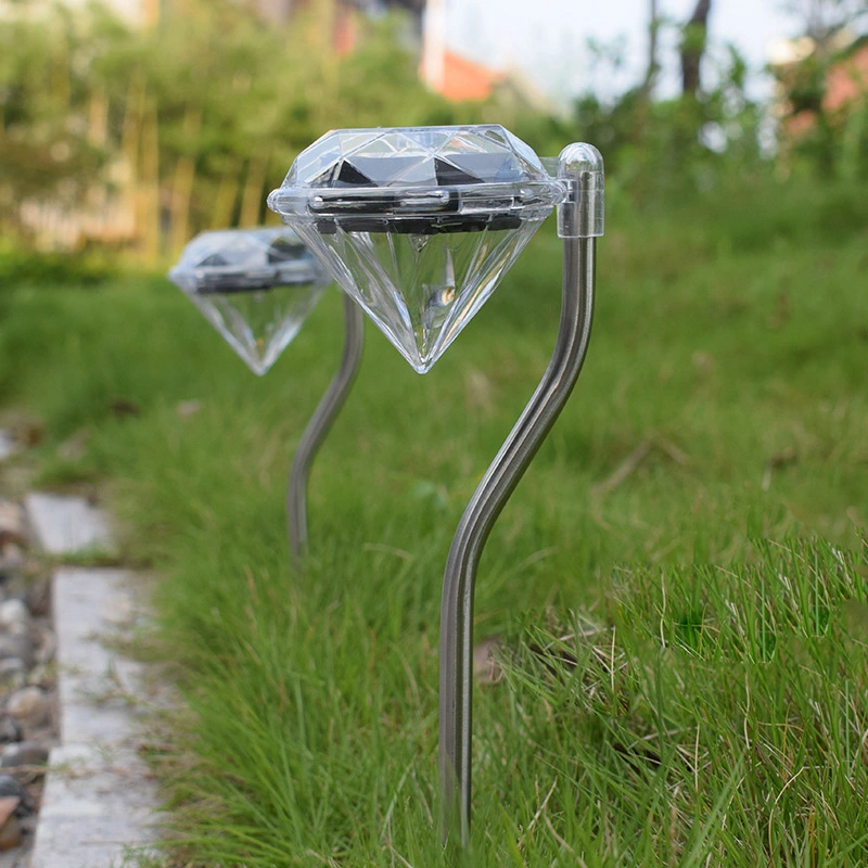 Stainless Steel Diamond-Shape solar garden light 