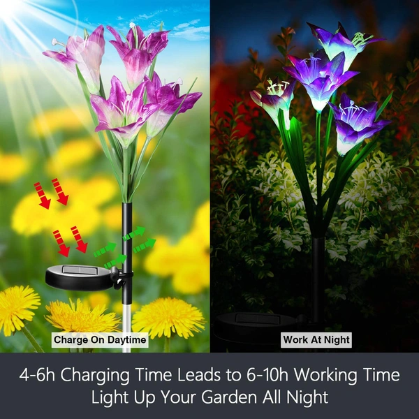 7 Colors IP 65 Waterproof Outdoor solar flower garden light