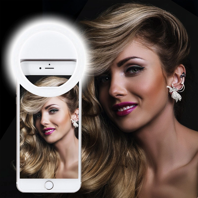 portable USB rechargeable LED selfie ring light for mobile
