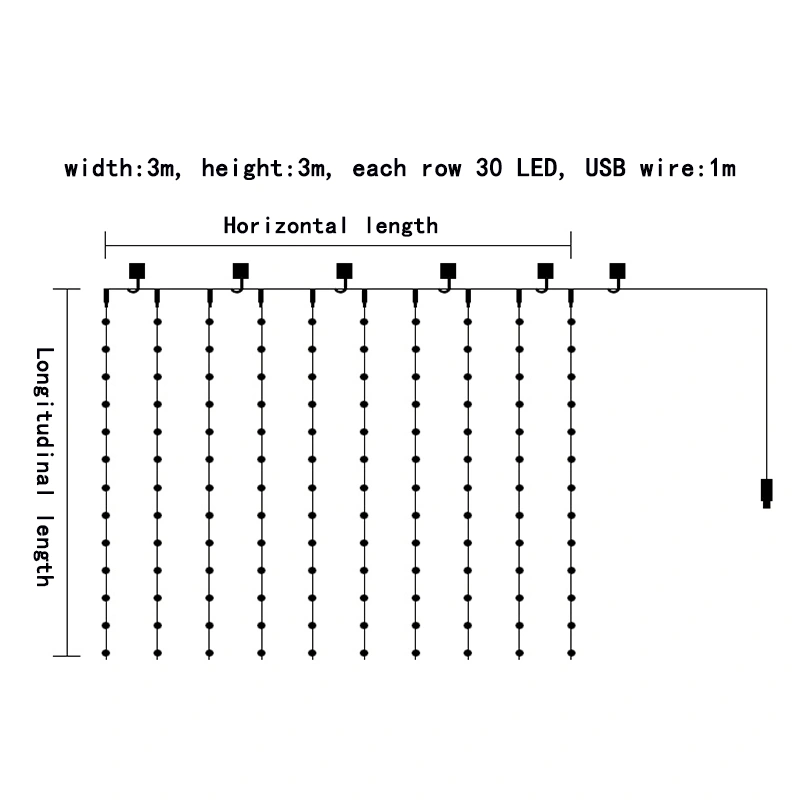 USB Copper Wire Curtain Light LED Christmas Day String Light 