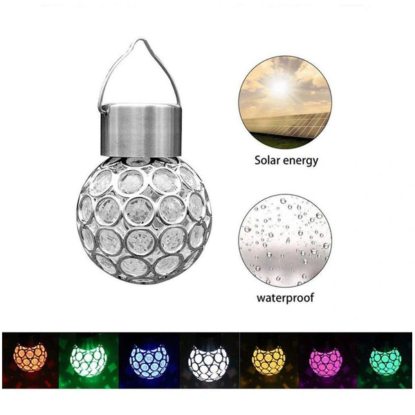 Solar Light Ball Hanging Stainless Steel for Garden