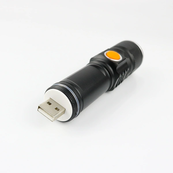 Mini Waterproof Zoom USB Rechargeable Torch LED Flashlight 
