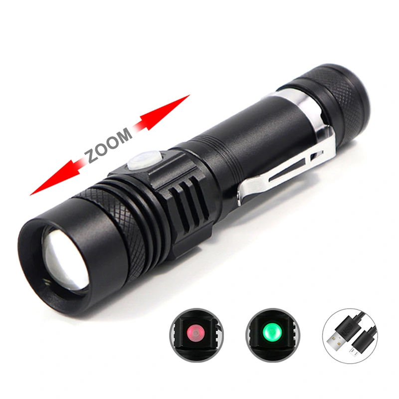 USB Rechargeable  LED Flashlight Aluminum Alloy Light 