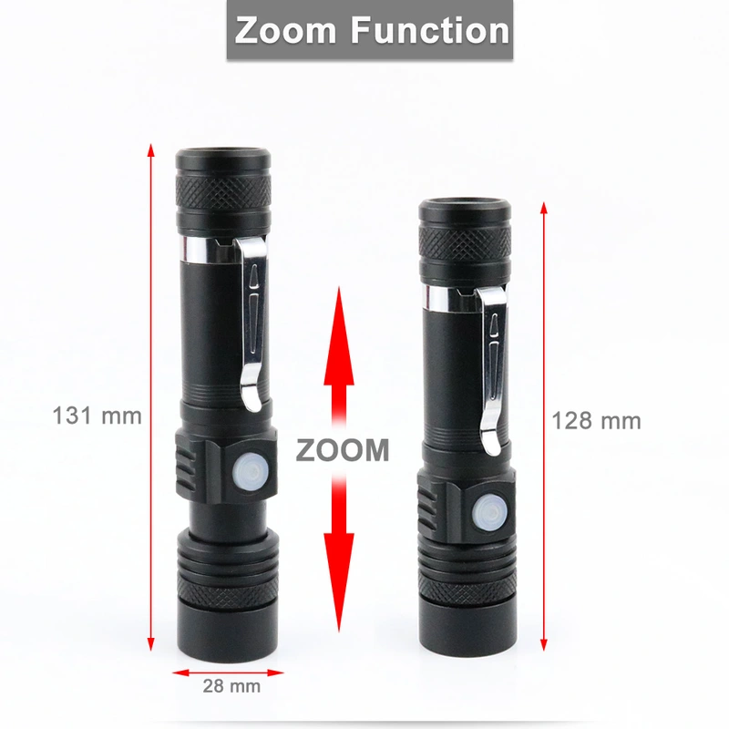 USB Rechargeable  LED Flashlight Aluminum Alloy Light 