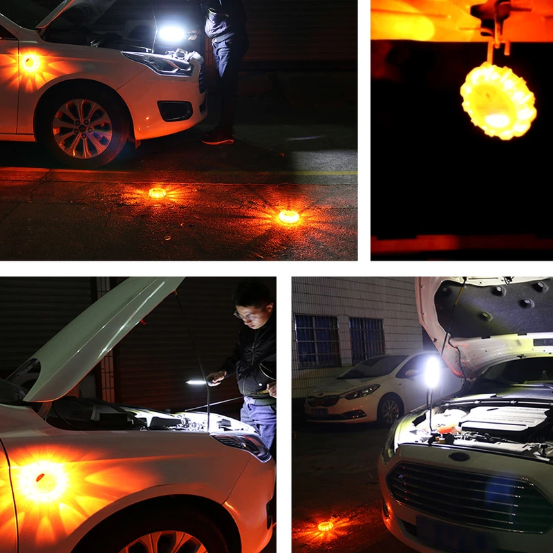 road flares Battery Operated magnetic led flash warning light, 9 modes