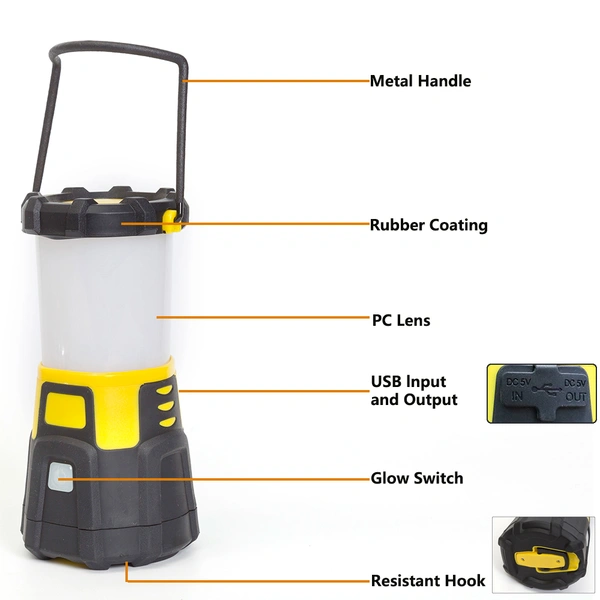 Ultra bright Multifunctional Portable rechargeable led camping lantern