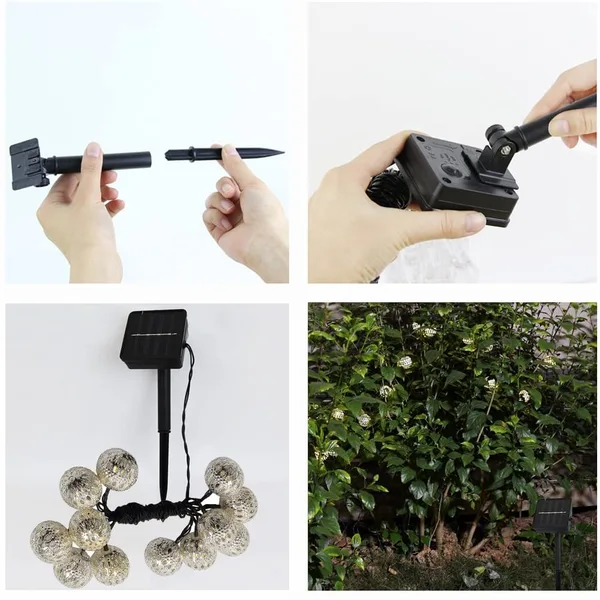 outdoor solar string lights 20 LED ball Christmas lighting