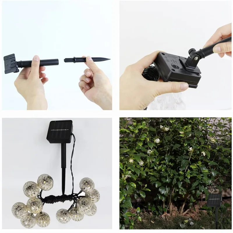 outdoor solar string lights 20 LED ball Christmas lighting