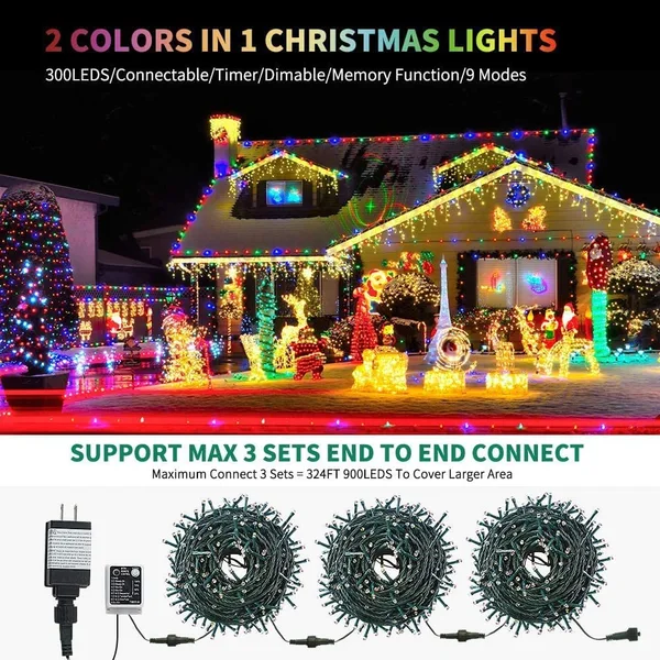 LED color-changing string lights 9 lighting modes