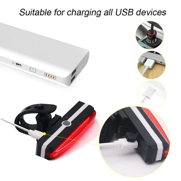 usb rechargeable LED safety warning bicycle rear light 