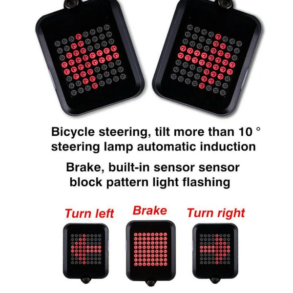 64 LED USB rechargeable Intelligent turn signal brake warning light