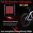 64 LED USB rechargeable Intelligent turn signal brake warning light