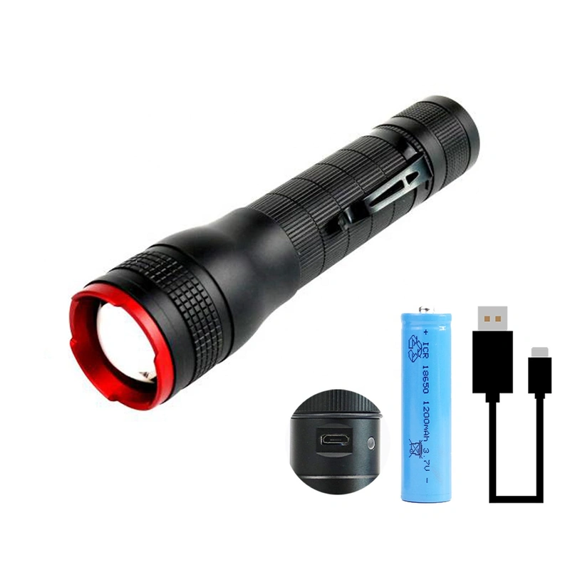 Aluminum Alloy led torch light rechargeable flashlight