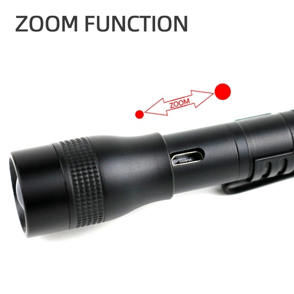 Aluminum Metal Clip USB Rechargeable LED Flashlight