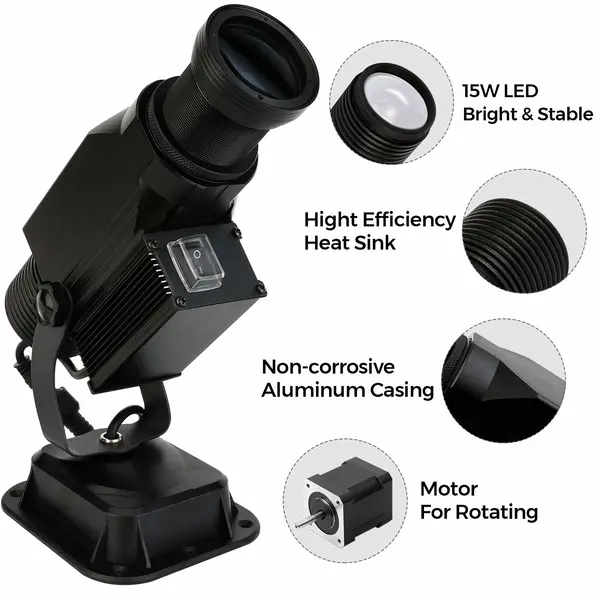 Proyector de gobos led girado de 15w | proyector giratorio de imagen | iluminación noble 