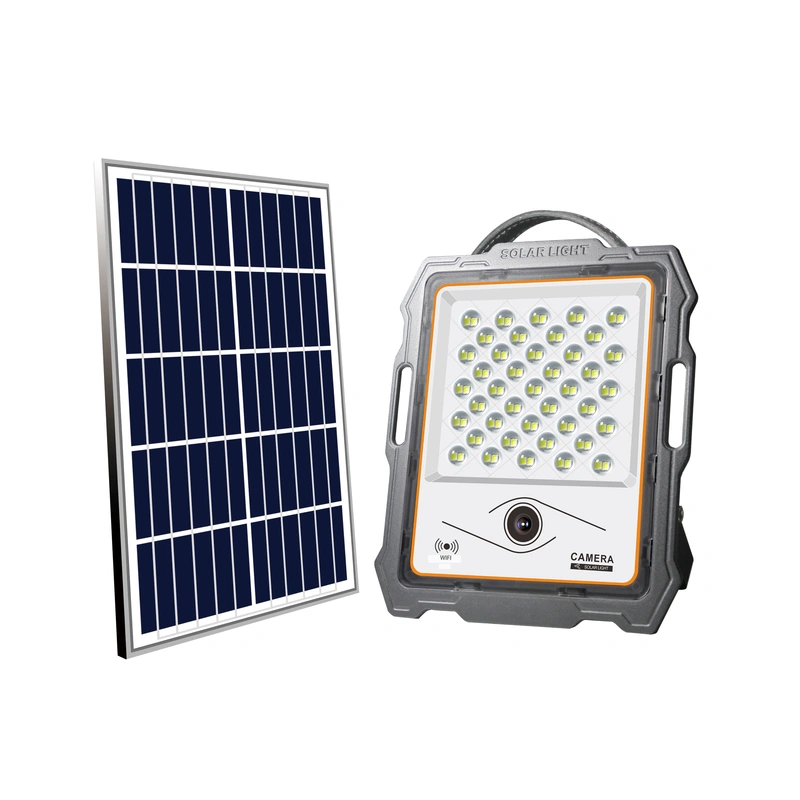 Luz de inundación solar led 100w con cámara cctv | iluminación noble 