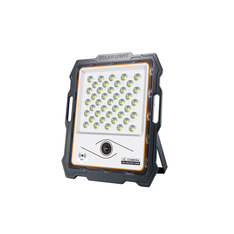 Luz de inundación solar led 100w con cámara cctv | iluminación noble 