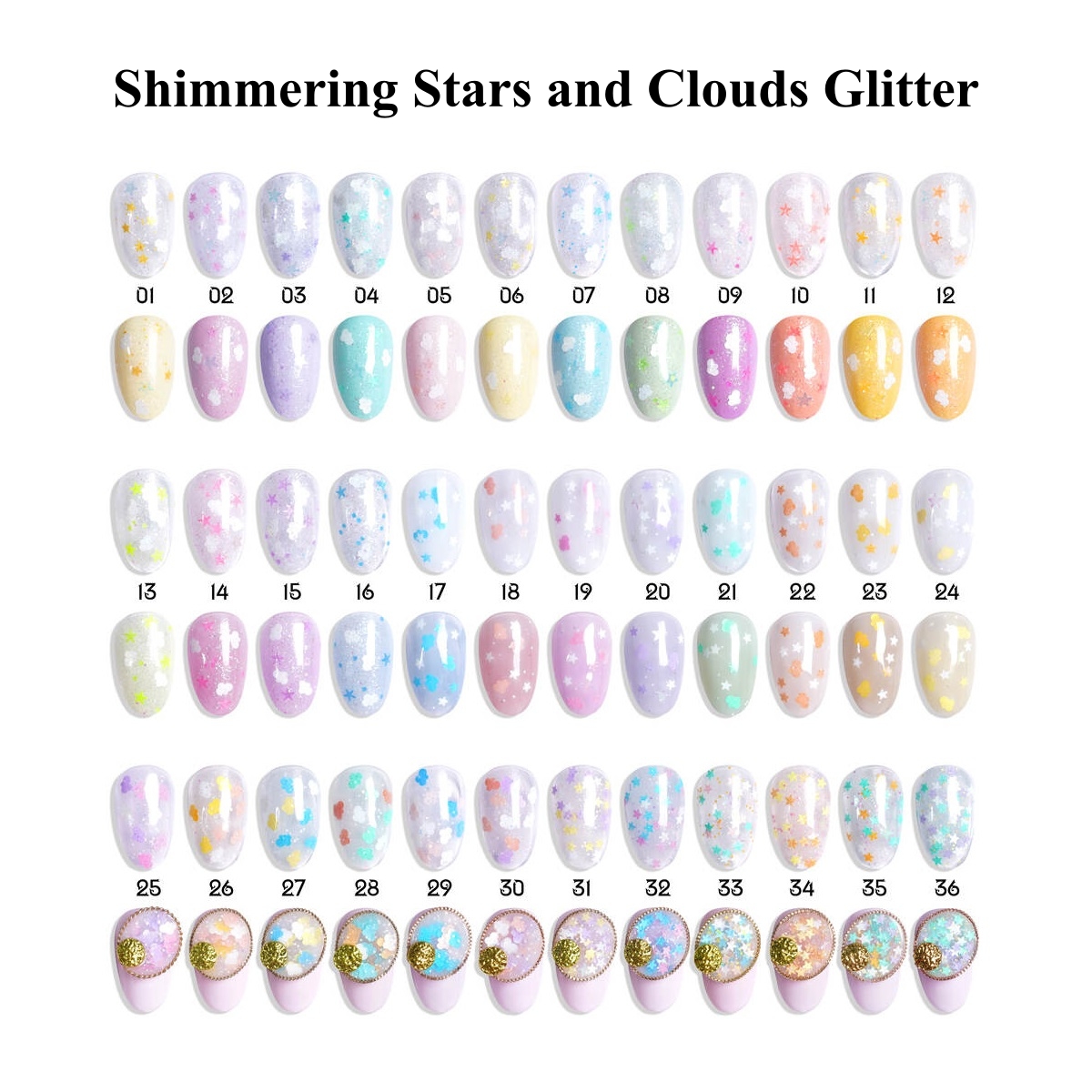 Shimmering Stars and Clouds Glitter