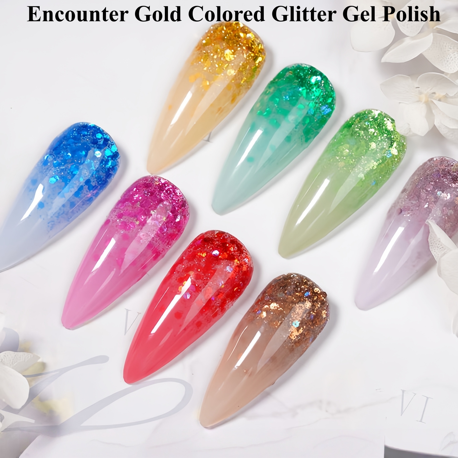 Encounter Gold Colored Glitter Gel Polish