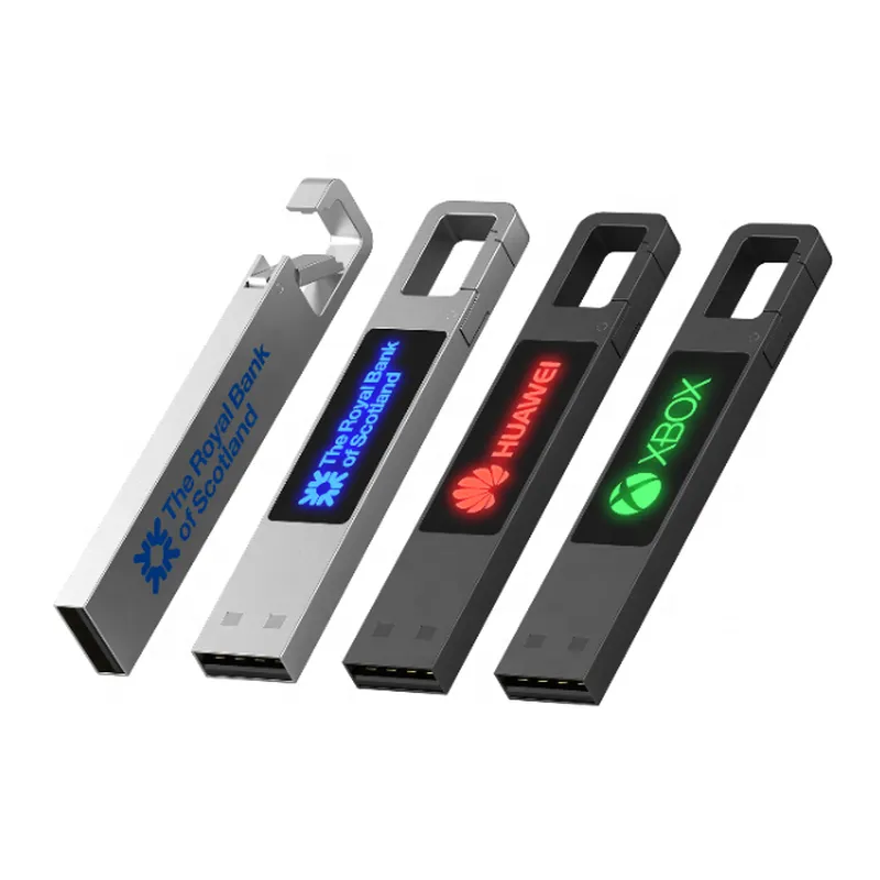 Newest usb memory Hook metal USB LED logo Usb 16GB flash drive pendrives