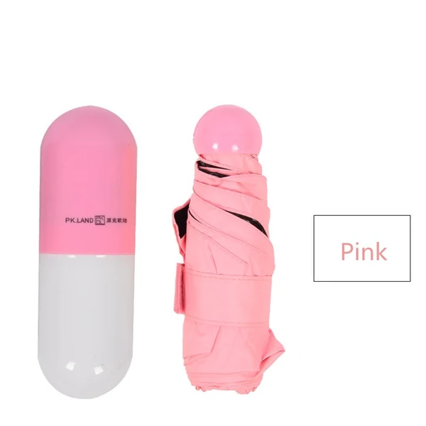 Mini Capsule Shaped Folding Umbrella With Logo Prints