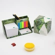 Foldable multi-function sticky note cube memo pad box with pen holder