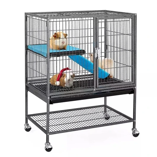 Factory Supplier Pet Cage Large High Strength Cat Indoor Villa House Metal Pet Cat Carrier Cages with Wheels