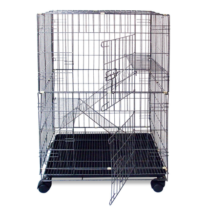 Classical Metal Wire Luxury 3-Tier Pet Villa Cage Cat Litter House Wooden With Wheels 4-Layers Cage Cat