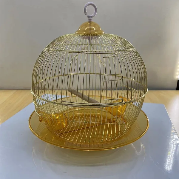 small gold metal bird cage
