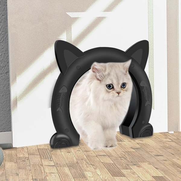 Cat house flap door with fish bone