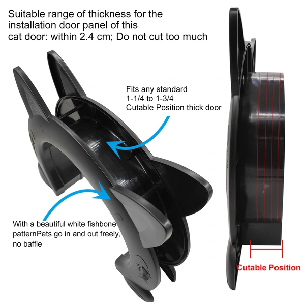 Cat house flap door with fish bone