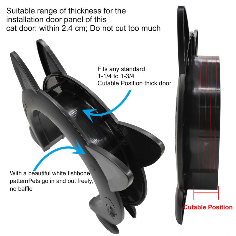 Cat house flap door with fish bone