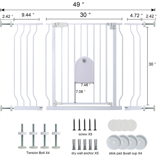 Wholesales Cheap pet child stairs protector metal children cat dog safety gate retractable fence baby pet playpen with gate