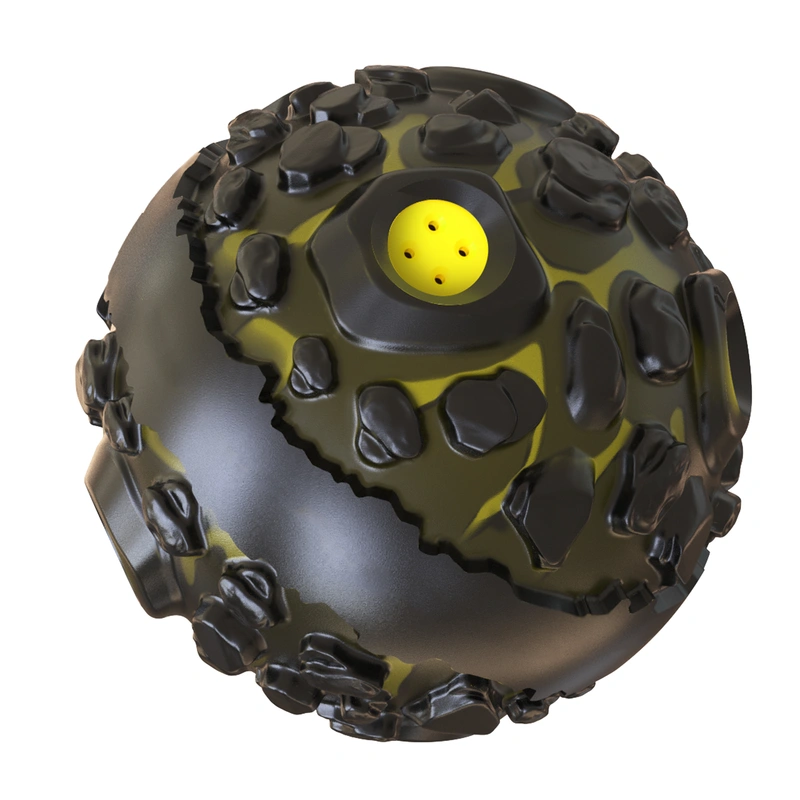 rubber dog playing ball