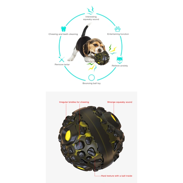 rubber dog playing ball