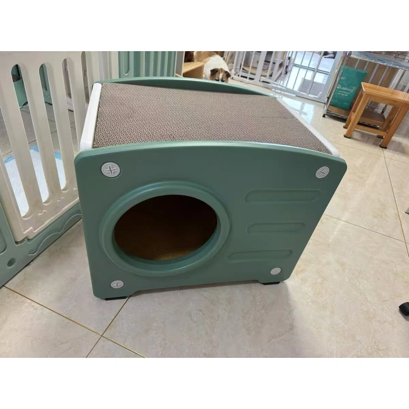 Plastic Cat House with Scratchable Roof-Durable Shelter