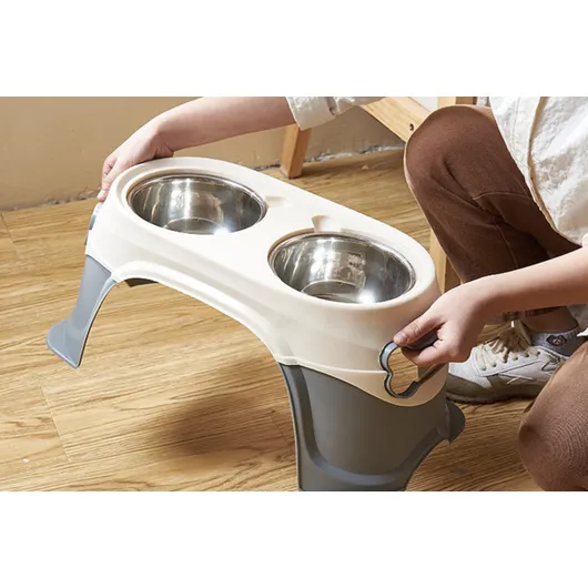 Double Pet Bowl - Durable Plastic Feeding Station for Dogs & Cats