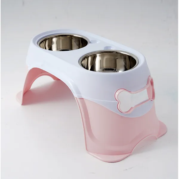 Durable Double Plastic Pet Bowl - Perfect for Feeding Dogs and Cats