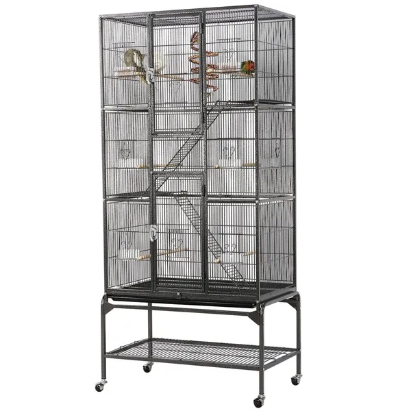 3-Tier Bird Cage with Ladders | Spacious Multi-Level Aviary for Birds