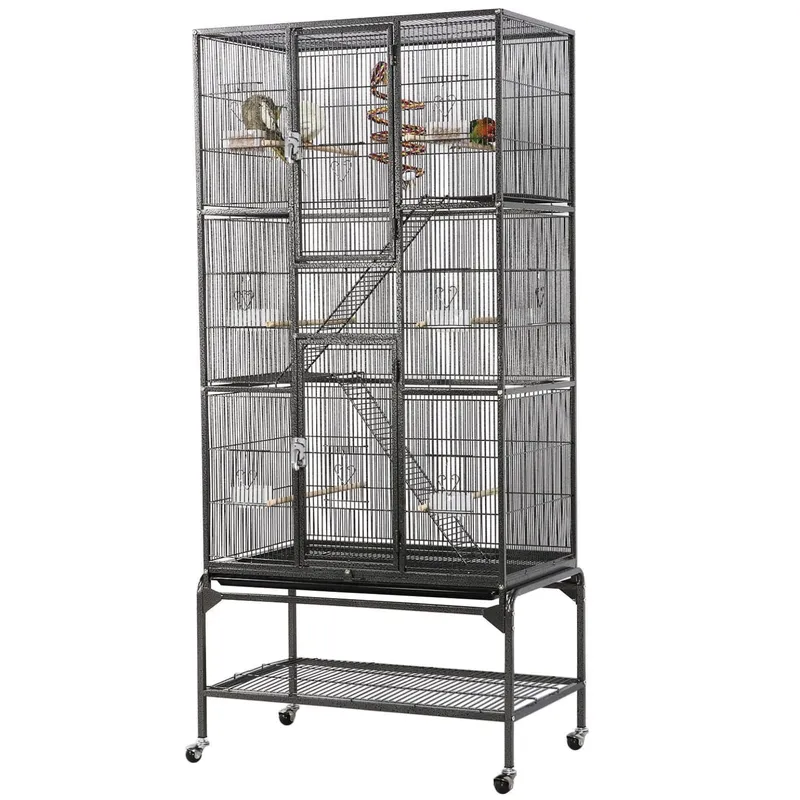 3-Tier Bird Cage with Ladders | Spacious Multi-Level Aviary for Birds