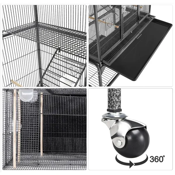 3-Tier Bird Cage with Ladders | Spacious Multi-Level Aviary for Birds