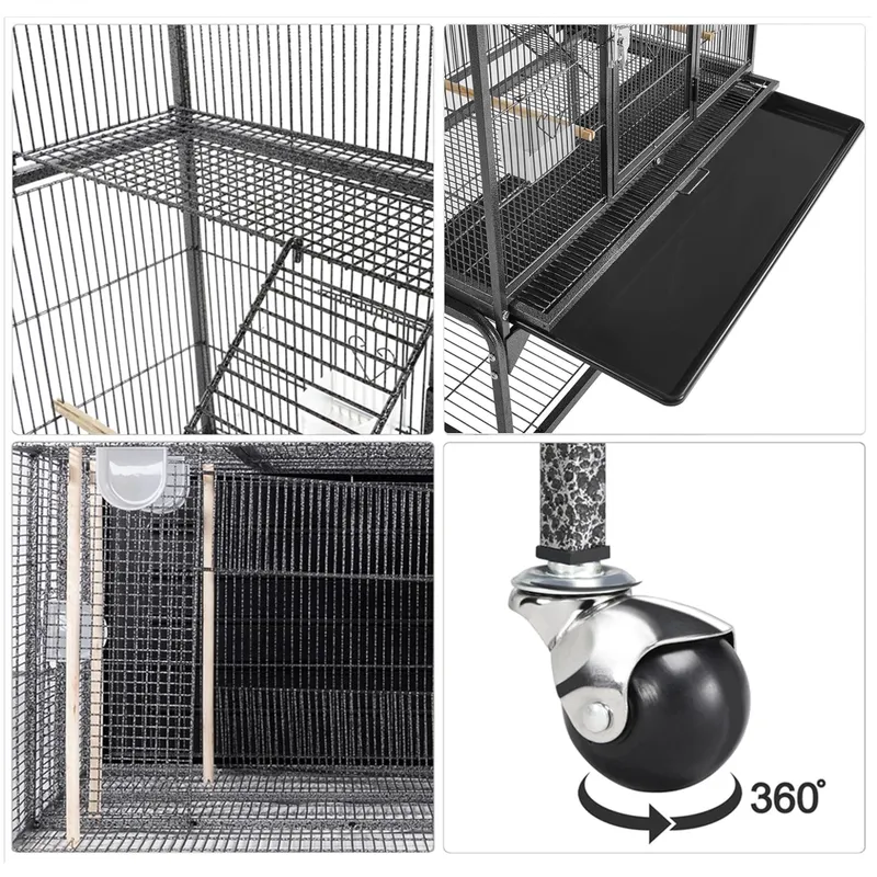 3-Tier Bird Cage with Ladders | Spacious Multi-Level Aviary for Birds