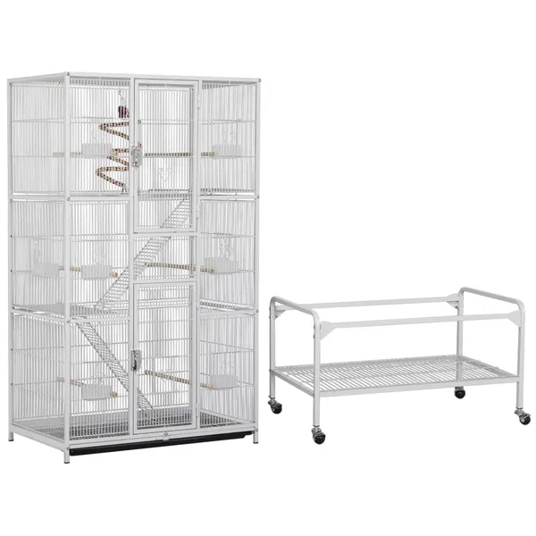 3-Tier Bird Cage with Ladders | Spacious Multi-Level Aviary for Birds