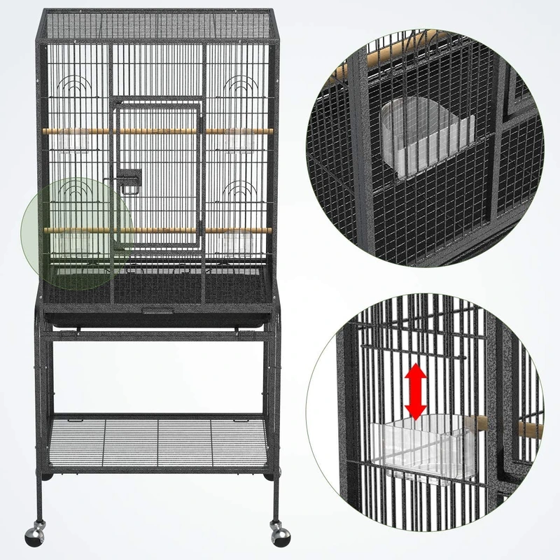 Extra-Large Bird Cage with Play Stand | Spacious Parrot Enclosure