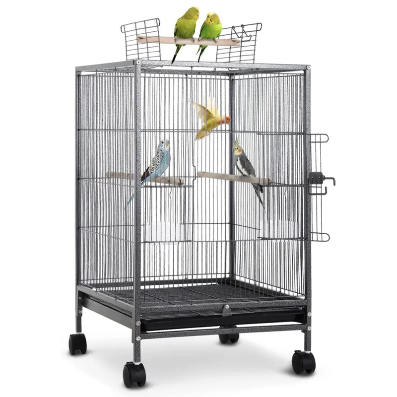 Square Heavy-Duty Iron Bird Cage | Perfect for Large Parrots